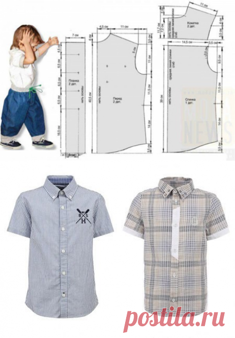 Выкройка рубашки для мальчика (3 года, рост 98 см) (Шитье и крой) | Журнал Вдохновение Рукодельницы