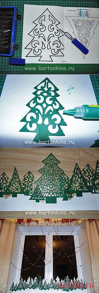 Оконная композиция "Волшебный лес" | КАРТОНКИНО.ru