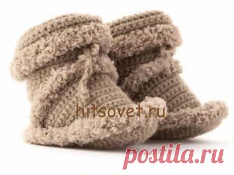 Пинетки крючком для мальчика - Хитсовет