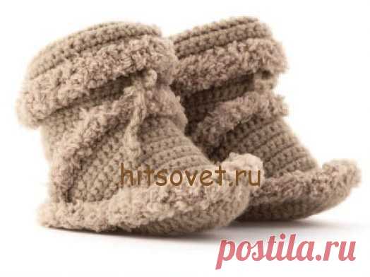 Пинетки крючком для мальчика - Хитсовет