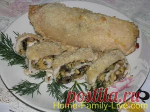 Рулет из куриной грудки с грибами | 4vkusa.ru
