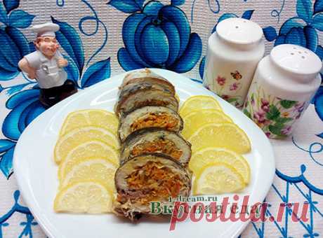 Рулет из скумбрии фаршированной - запеченной в духовке - Вкусная еда
