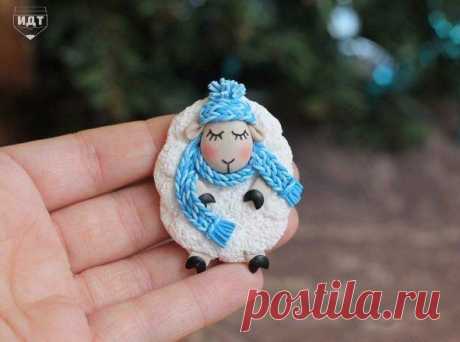 Зимняя овечка из полимерной глины от Sweet Craft. МК