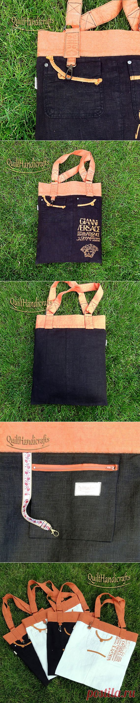 Recycling bag Safari bag Large linen beach bag by QuiltHandicrafts