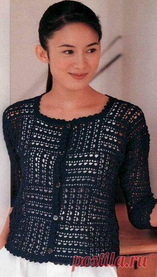 Черный жакет крючком