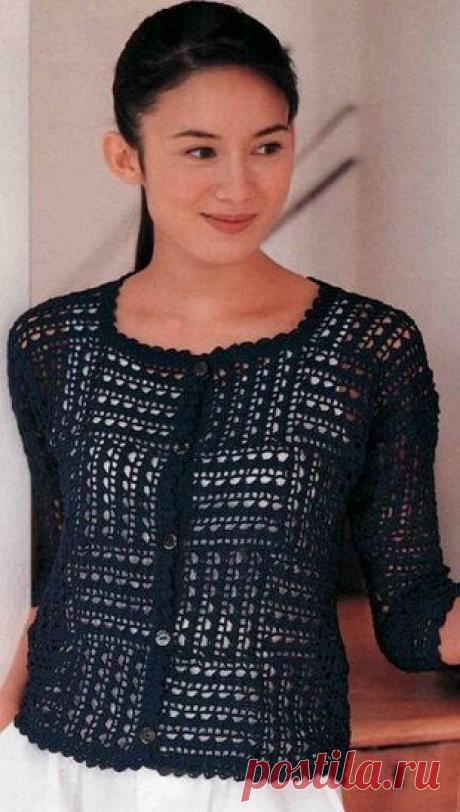 Черный жакет крючком
