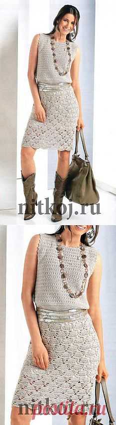 Платье, веерный узор крючком &raquo; Ниткой - вязаные вещи для вашего дома, вязание крючком, вязание спицами, схемы вязания