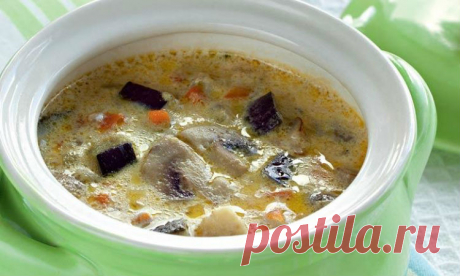 Грибной суп с баклажанами: сытное блюдо без грамма мяса