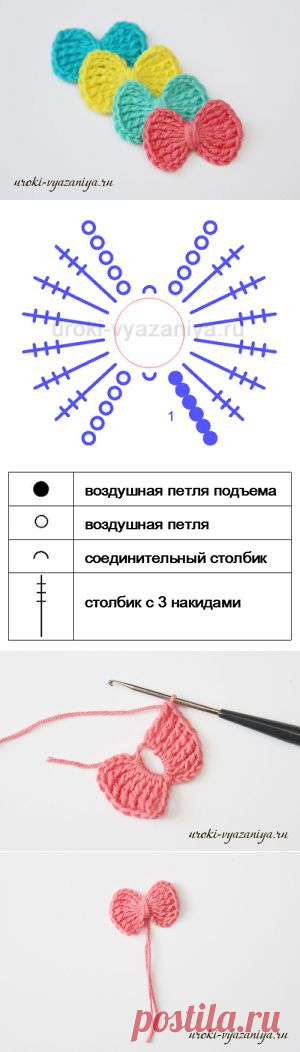 Как связать бантик крючком, мастер-класс | Вязание крючком