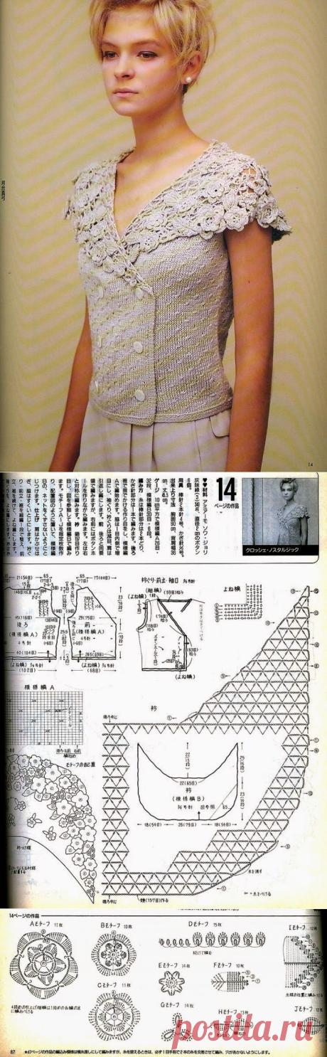 Irish crochet &amp;: Блуза с воротником "Ирландским кружевом"