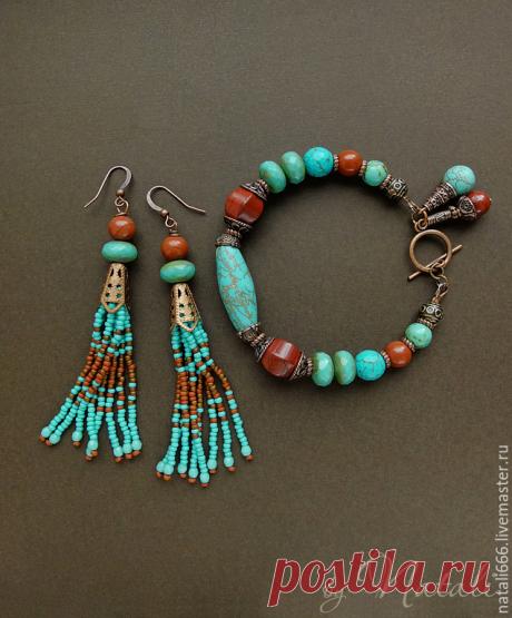 Браслет "Kahula" - яшма, турквенит, чешское стекло – купить в интернет-магазине на Ярмарке Мастеров с доставкой - 6C6NZRU | Боровичи