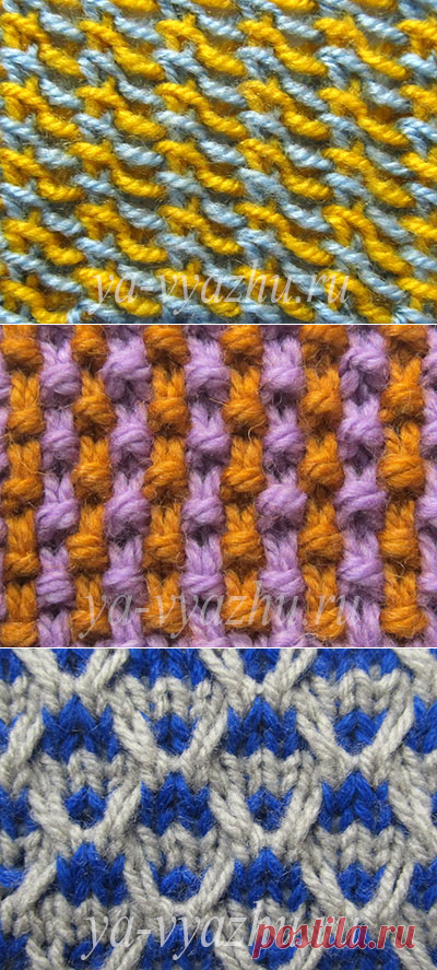 Необычные двухцветные узоры спицами с описанием и схемами | Вязальное настроение...