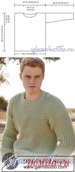 Мужской свитер спицами английской резинкой