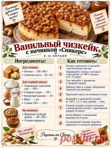 Ванильный чизкейк с начинкой "Сникерс"