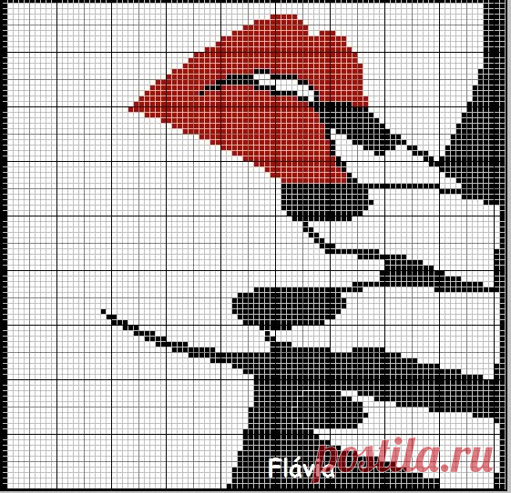 ​Вышиваем красоток в красно-черной гамме