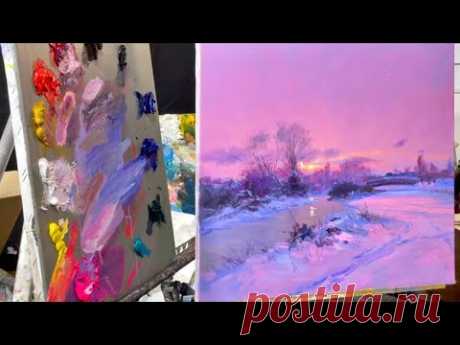 Напишите картину Бесплатно с Игорем Сахаровым 22 декабря в 17:00 на Saharovs.ru 💟 &quot;Лиловая зима&quot; ❄️