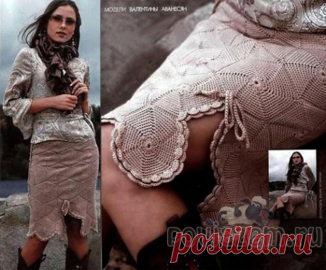 Юбка крючком из шестиугольных мотивов