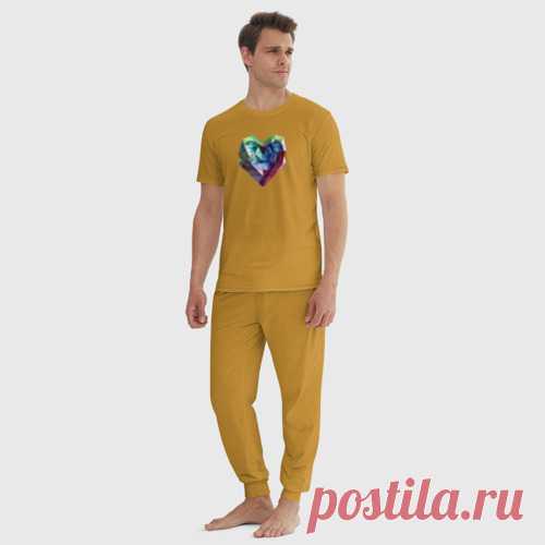 Мужская пижама хлопок Геометрическое полигональное сердце - купить по цене 2785 руб в интернет-магазине Всемайки, арт 3643527