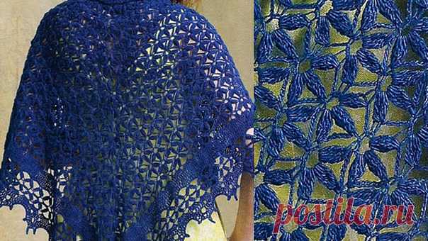 Шаль "Лепесток". Схема вязания крючком