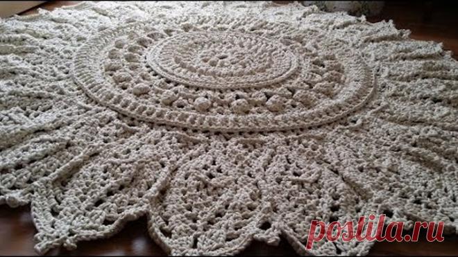 Часть 1 ВЯЗАНЫЙ КОВЕР  1-6 ряд МК мастер класс CROCHET RUG