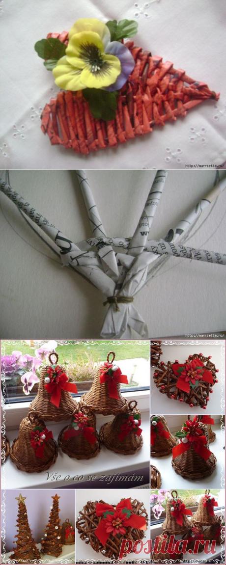 Сердечки из ниток и газетных трубочек. Мастер-класс по плетению из газет. Обсуждение на LiveInternet