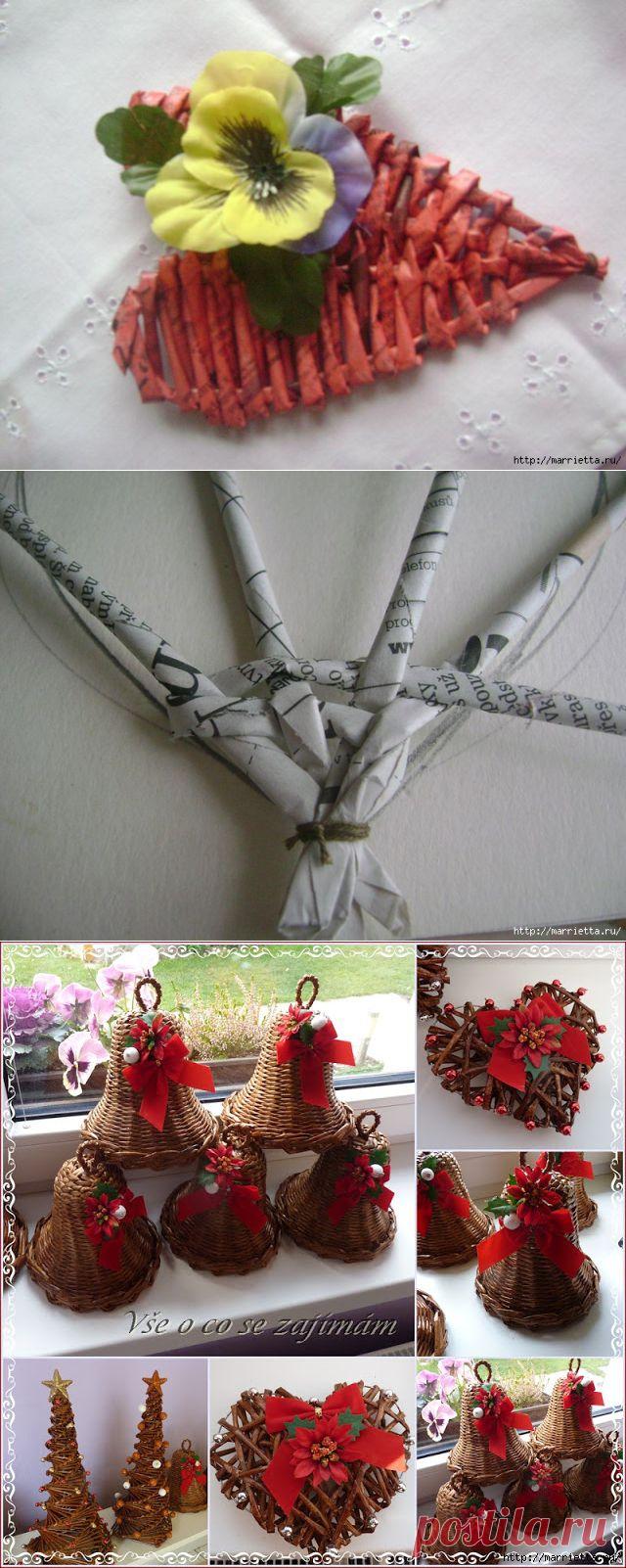 Сердечки из ниток и газетных трубочек. Мастер-класс по плетению из газет. Обсуждение на LiveInternet