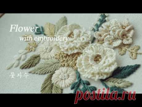 프랑스자수 sub) Flower Embroidery 꽃자수 caston stitch 3D
