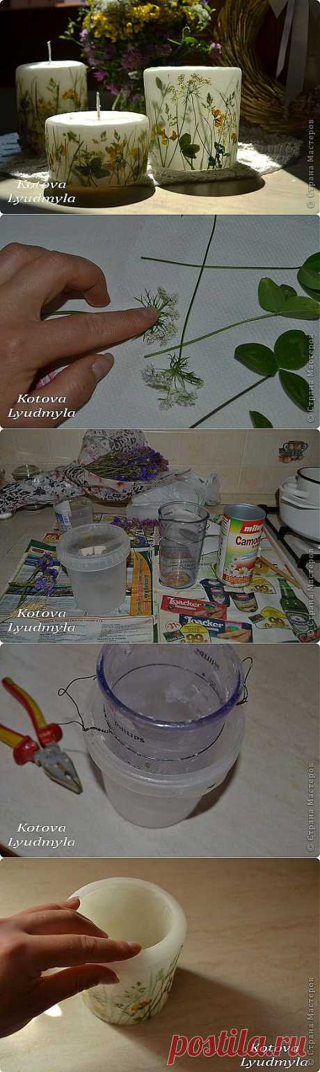 Свечи с полевыми цветами: мастер-класс Людмилы Котовой.