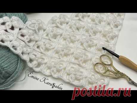Crocheted shawl model with a magnificent beauty like guipure... (close-up - detailed explanation)