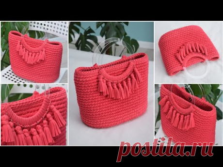 Getting Ready for Summer Crochet Tote Bag with Tassels Готовимся к лету МК Сумка Тоут с кисточкам