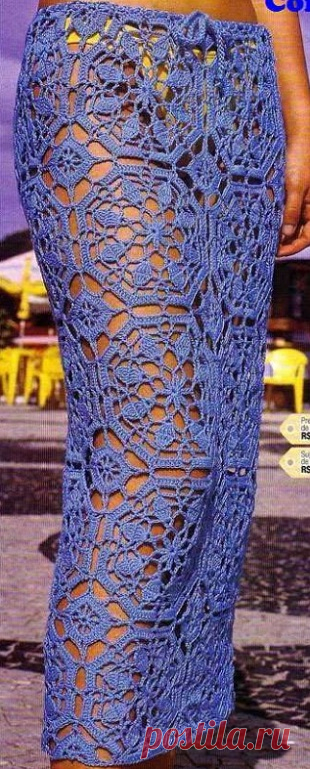 Вязание длиной юбки мотивами крючком. Схема - Nebka.Ru