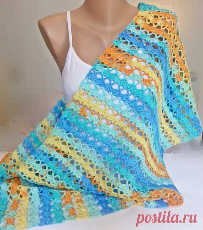 11 шалей и палантинов, связанных крючком. Плюс - одна схема. | Узоры и модели для вязания | Яндекс Дзен