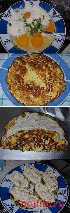Рулет из омлета с начинкой&nbsp;&mdash; оригинальная закуска! © Кулинарный блог #Рецепты Надежды