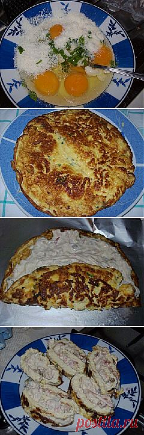 Рулет из омлета с начинкой&amp;nbsp;&amp;mdash; оригинальная закуска! © Кулинарный блог #Рецепты Надежды