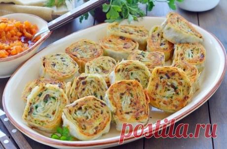 Как приготовить рулетики из лаваша с картофелем, грибами и зеленью - рецепт, ингредиенты и фотографии