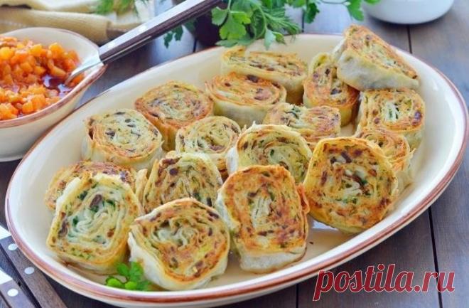 Как приготовить рулетики из лаваша с картофелем, грибами и зеленью - рецепт, ингредиенты и фотографии