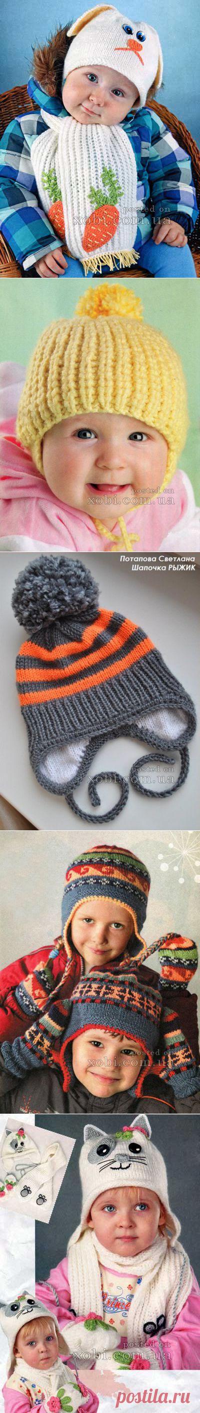 шапочка "зайка" и шарфик с морковкой для малыша