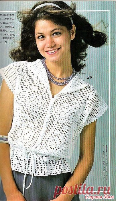 Летний жакет в технике филе. Japanese magazine 1983