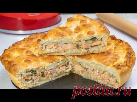 Пирог с красной рыбой 🥧👼🐟 удачная начинка и ВКУСНЕЙШЕЕ ТЕСТО на рыбный пирог!