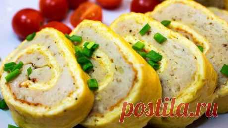 Сырный рулет с курицей - Кулинарные рецепты 