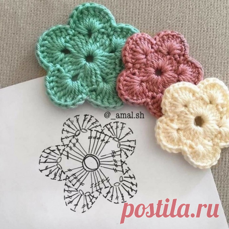 Простые и милые цветочки крючком