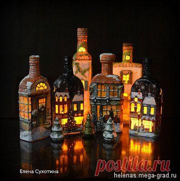 Елена Сухотина, Рождественские домики Бутылки-светильники