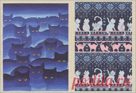 Жаккард и интарсия с прекрасными кошками - более сотни схем и моделей - в копилки мастериц | МНЕ ИНТЕРЕСНО | Яндекс Дзен