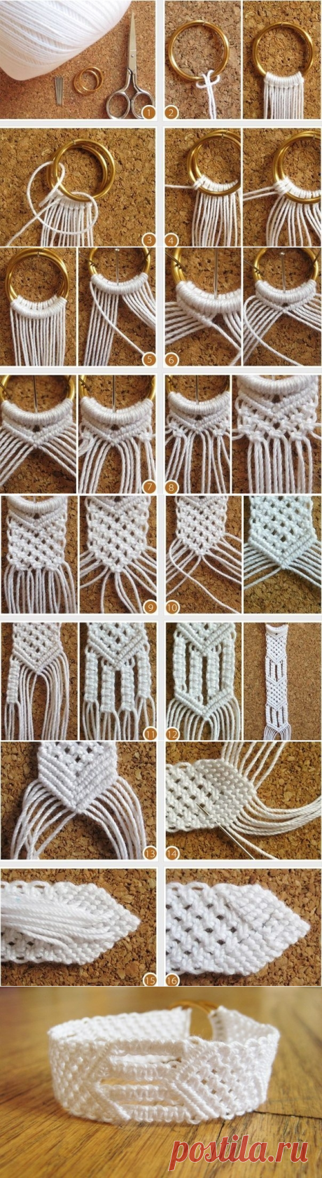 Плетение макраме. Летний браслетик или пояс.