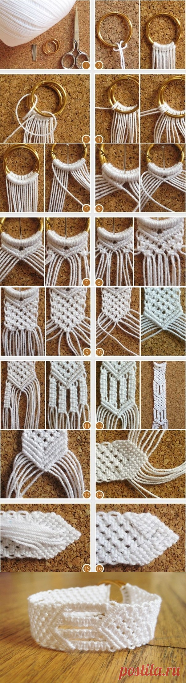 Плетение макраме. Летний браслетик или пояс.