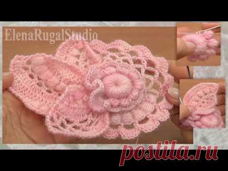 Crochet Floral Scrumble Урок 4 часть 1 из 2  мотив в технике фриформ