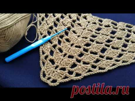 Шаль крючком для начинающих/Crochet shawl for beginners/СУПЕР ПРОСТОЙ УЗОР. Свяжете быстро! Урок 343