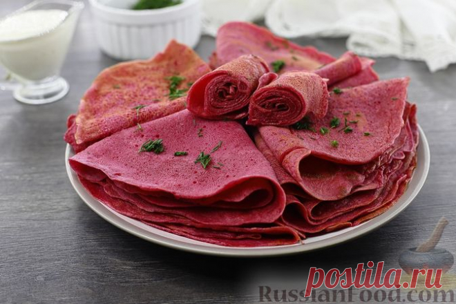 Рецепт: Свекольные блины на ряженке и молоке на RussianFood.com