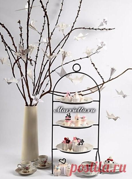 Цветы ЛИЛИИ и журавлики из бумаги в технике оригами