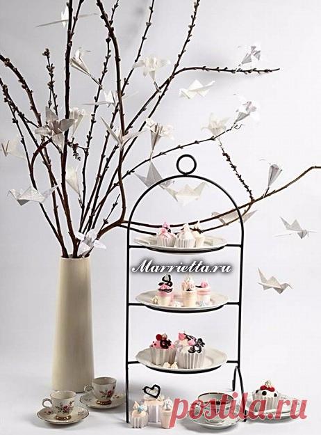 Цветы ЛИЛИИ и журавлики из бумаги в технике оригами